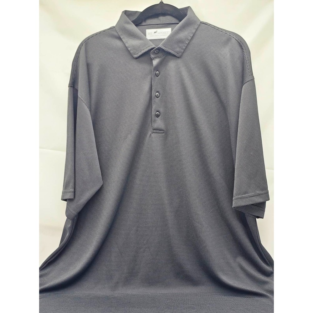 HL Sport Polo Shirt Men's XXL Black Print Bamboo Charcoal Performance - Picture 2 of 5